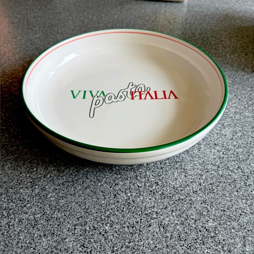 Viva Italia Pasta Bowl with Green and Red Accents